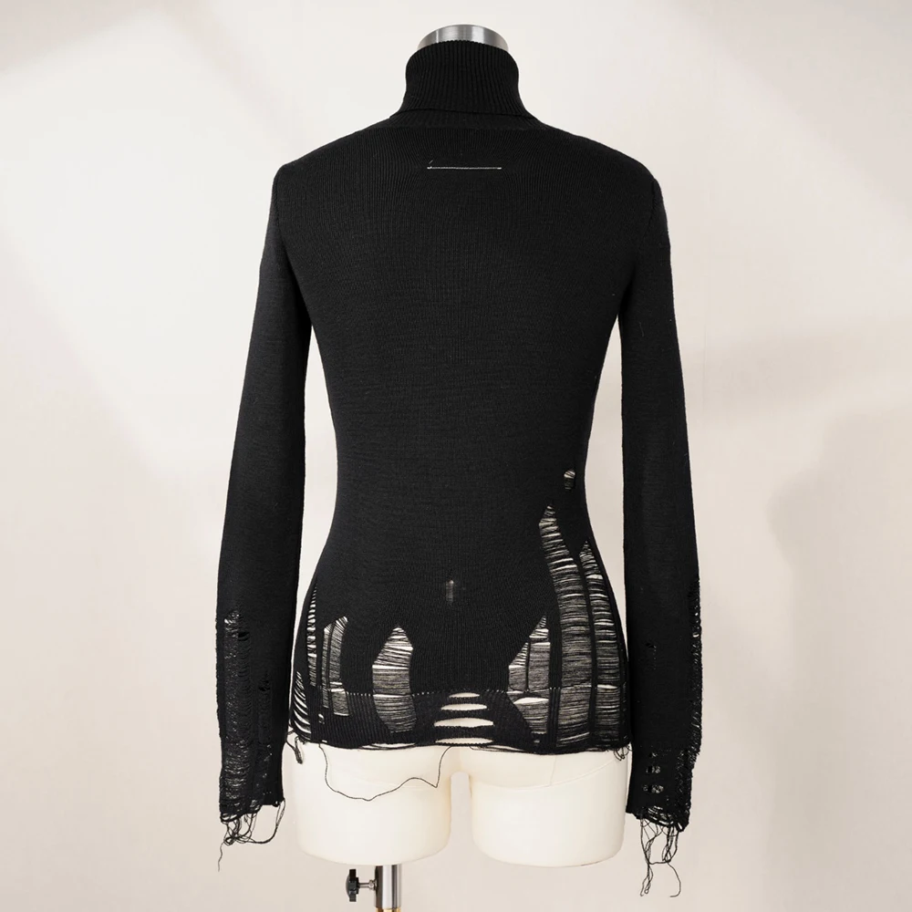 Женский шерстяной свитер Y2K с покронечными отверстиями персонализированный