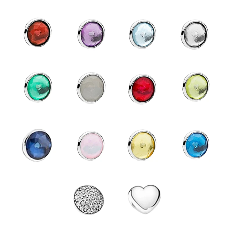 

Плавающий медальон ожерелья маленькие подвески для женщин ювелирные изделия Серебро 925 оригинальные камни по месяцу рождения капли искусственные циркониевые камни