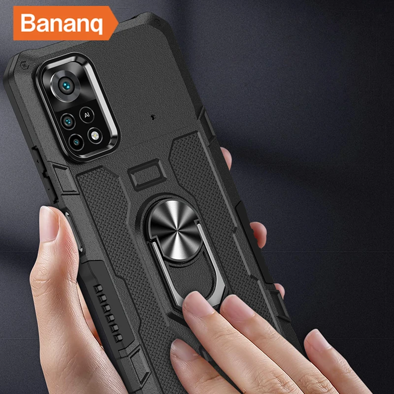 

Bananq Shockproof Magnetic Armor Case For Xiaomi Poco X5 Ring Stand Phone Back Cover For Redmi Note 12 Pro