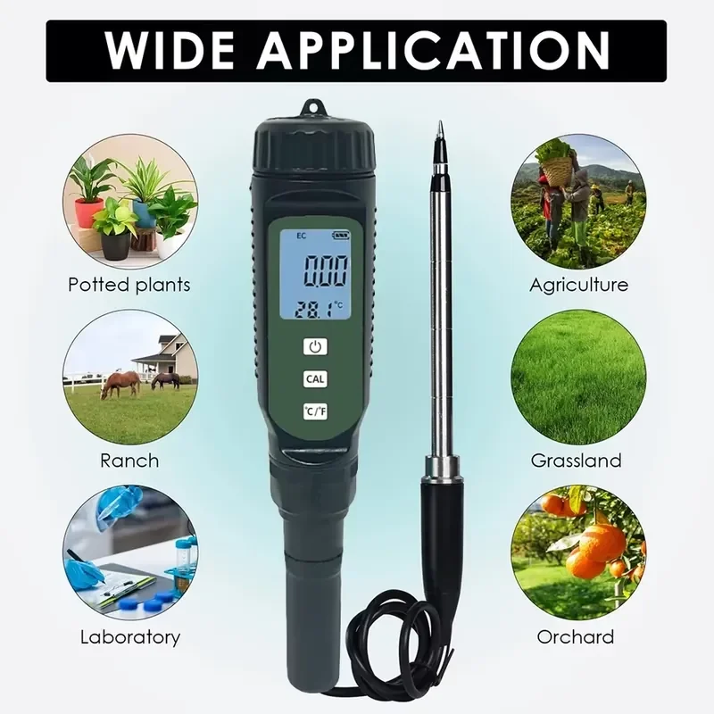 Фото WAP01 EC-817 Высокоточный цифровой измеритель EC и температуры почвы 0-1000 мСм/см, многофункциональный / для сада №3