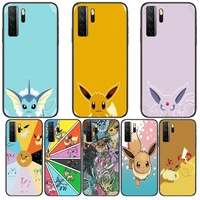 eevee pokemon cute black soft cover the pooh for huawei nova 8 7 6 se 5t 7i 5i 5z 5 4 4e 3 3i 3e 2i pro phone case cases