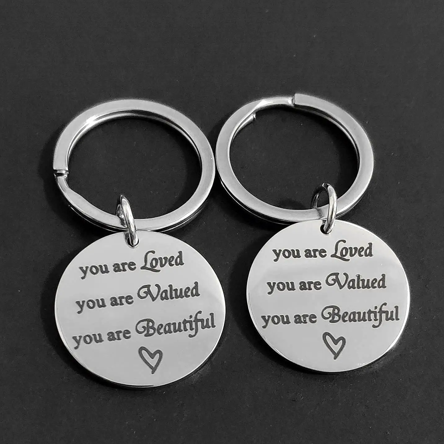 

Keyring Lettering Keys Holder Gift Ornaments Creative You Are Loved Valued Beautiful Stainless Steel Keychain Car Carabiner