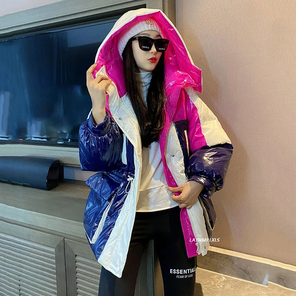 

Padded Fashion Short Glossy Women Parka Winter Korean Bread Service Hooded Loose Warm Cotton Clothing Ladies Jacket Tide