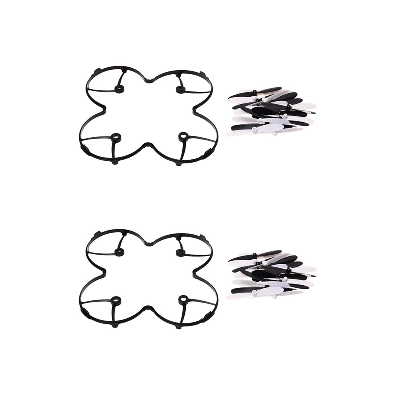 

40 Piece Set Propeller Blades With Helices Protective Cover For HUBSAN X4 H107 H107C H107D Quadcopter, Black+White