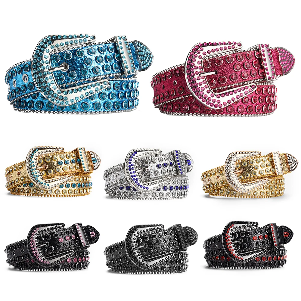

BB Belt Diamond Rhinestone Belts Fashion Luxury Crystal Studded Pin Buckle Belt Cinto De Strass Belts for Women Jeans Decoration