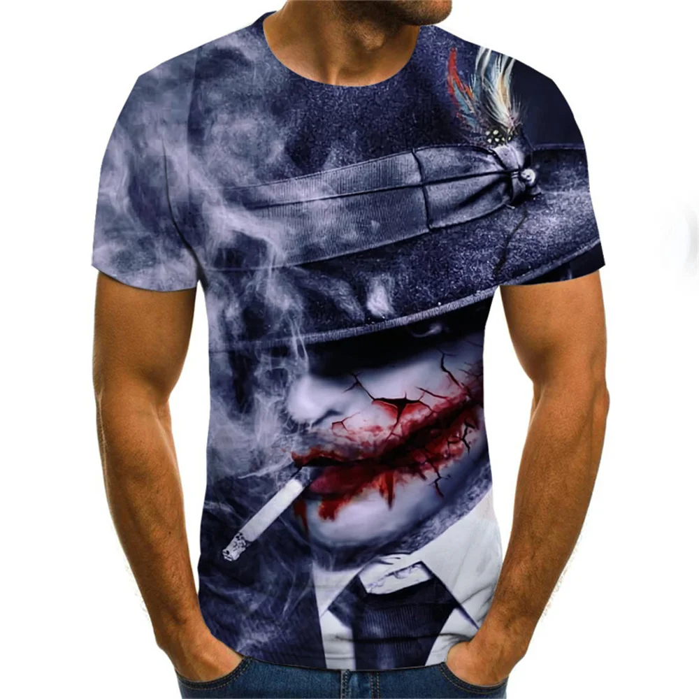 

Funny clown T-shirt Men clothing clown face tops 3D printed fashion short-sleeved cool clown shirt round neck fashion t-shirts