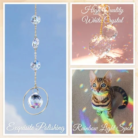 

Sun Catchers Crystal Pendant Light Rainbow Chaser Beads Hanging Chimes Home Star Moon Decoration for Outdoor Garden Windchimes