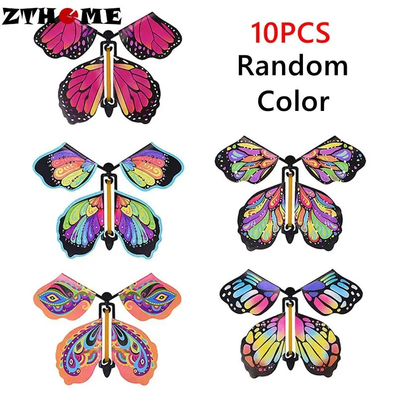 

10Pcs Flying In The Book Fairy Rubber Band Powered Wind Up Butterfly Toy Party Great Surprise Gift Magic Tricks Funny Joke Toys