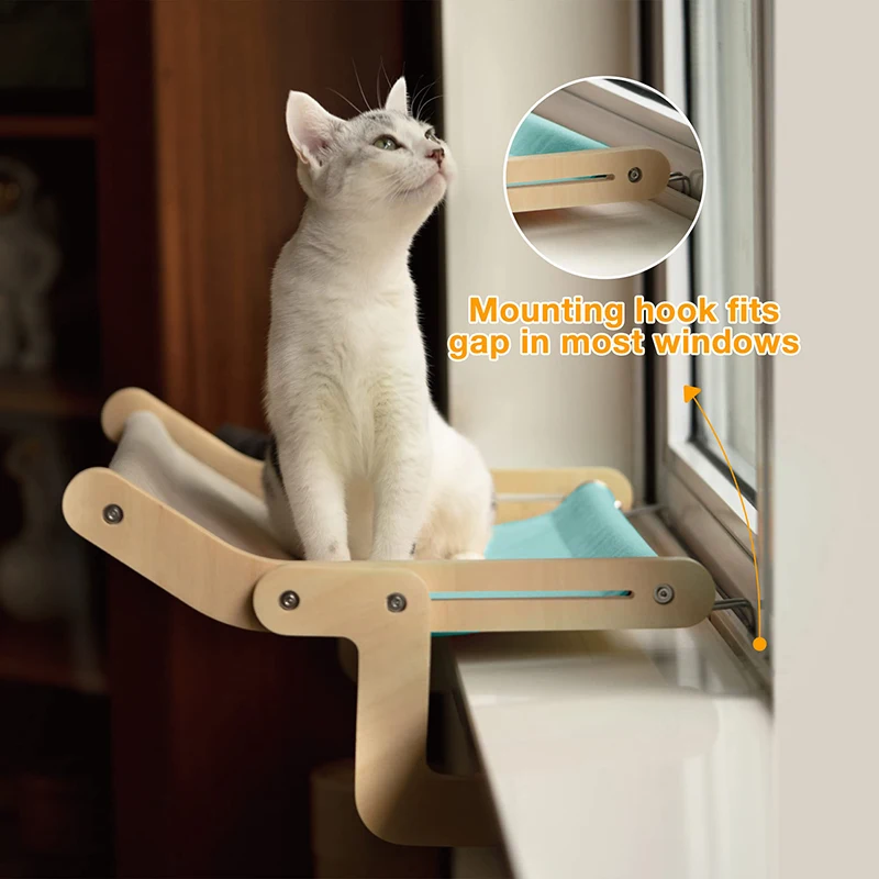 

Sturdy Cat Window Perch Wooden Assembly Hanging Bed Cotton Canvas Easy Washable Multi-Ply Plywood Hot Selling Hammock