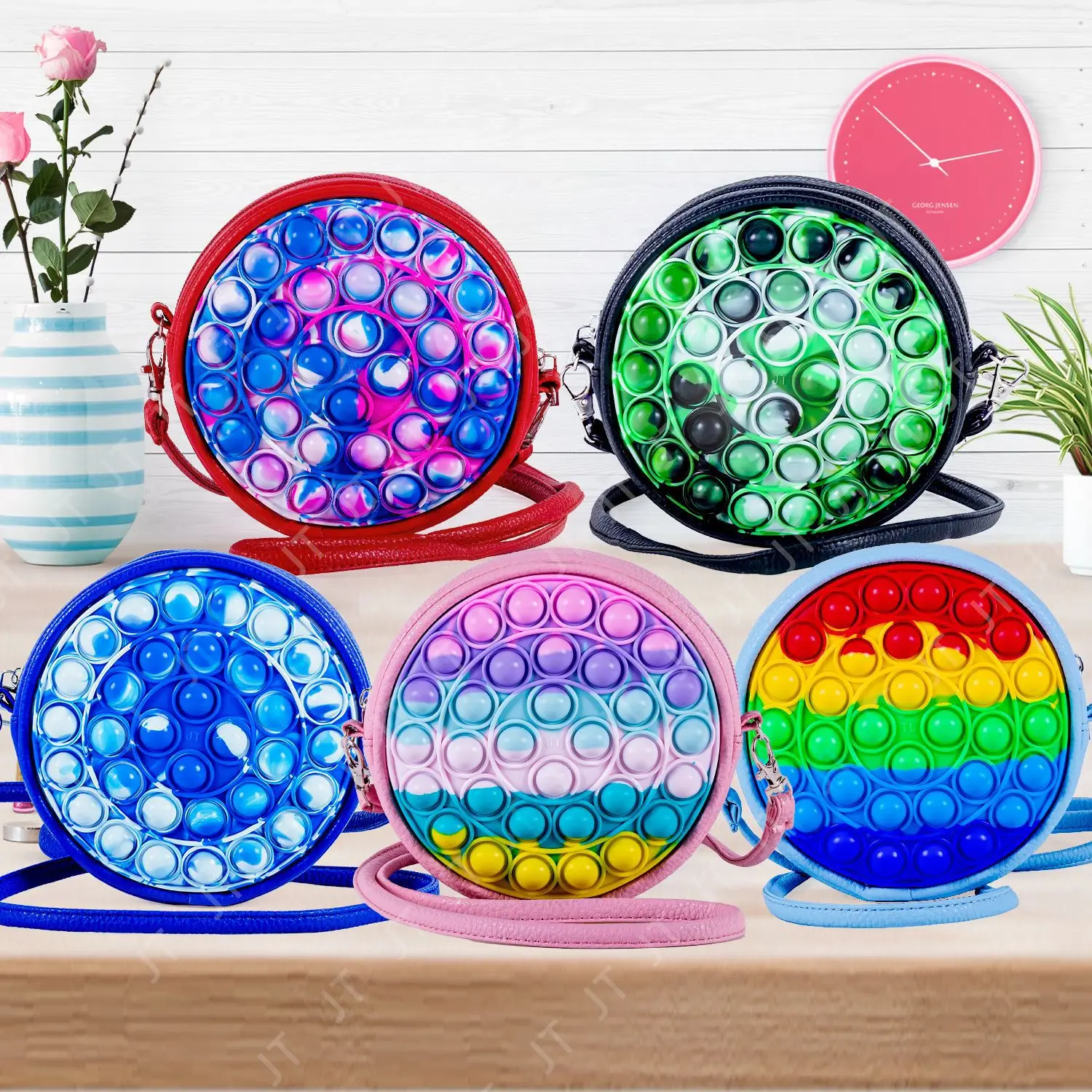 

15CM Round Cute Coin Rainbow Purse Pop Fidget Toys Kids Girl Cases Simple Dimple Sensory Bolso Antistress Stress Toys for Adults