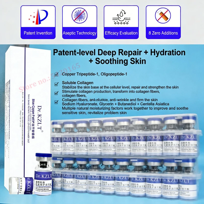 Фото Мощная сыворотка для восстановления кожи с пептидом GHK-CU Blue Copper Peptide способствует регенерации кожи и улучшает состояние кожи для более здорового цвета лица. №3