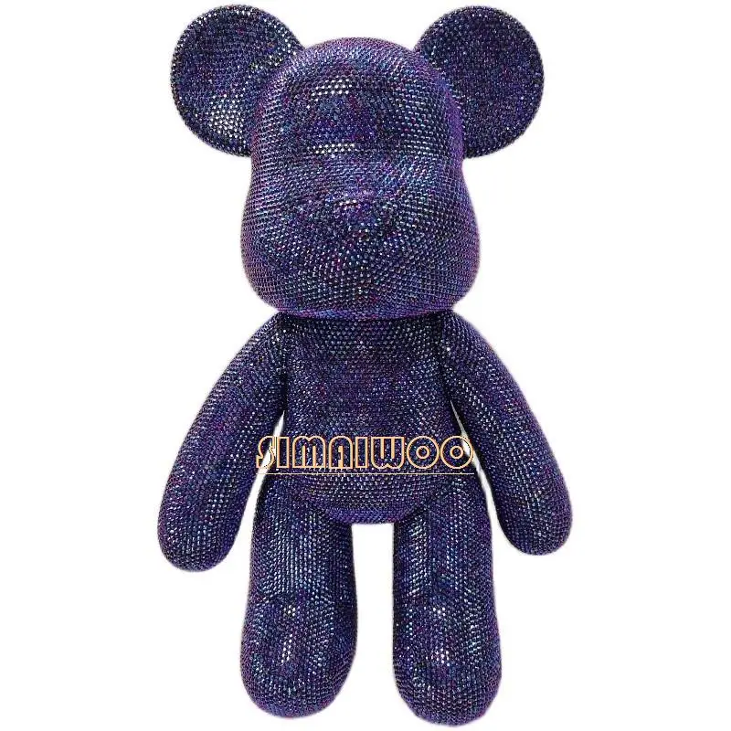 

Hot Pure Violet Crystal Bear Doll Diamond Painting Toy Rhinestone Cross Stitch Birthday Wedding Bling Gifts Home Shop Decoration