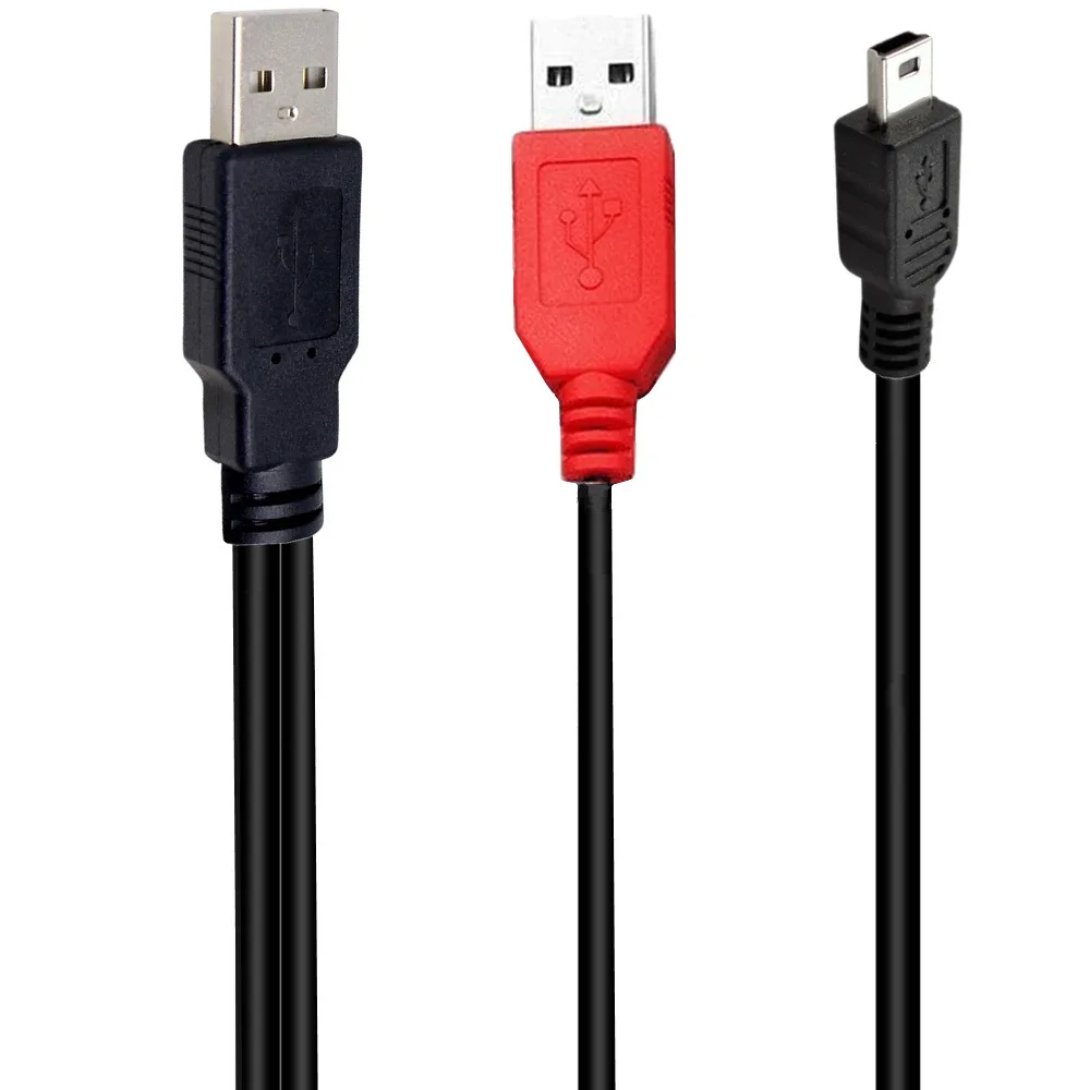

USB 2.0 A male to A Male + Mini 5pin Male Data Power Y Cable adapter HDD Hard Drive charger for mp3 mp4 player camera