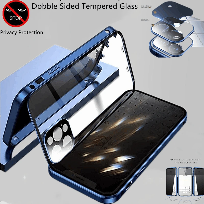 

360 Shockproof Full Lens Protection Privacy Magnetic Transparent Case Snap on Case For IPhone 13 12 11Pro Max 13mini phone case