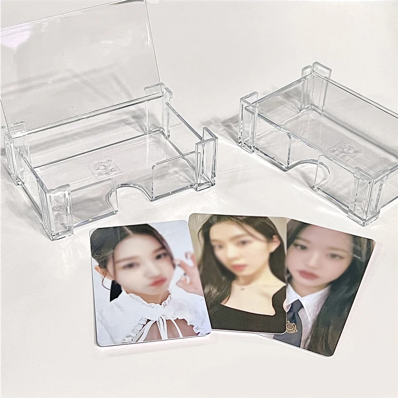 

3inch INS Transparent Photocards Small Card Storage Collect Box School Stationery Plastic Box Desk Storage Box Office Supplies