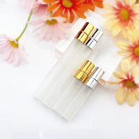 50pcslot 5ml 10ml frosted glass spray bottle refill perfume atomizer portable mini sample vials with gold silver black cap