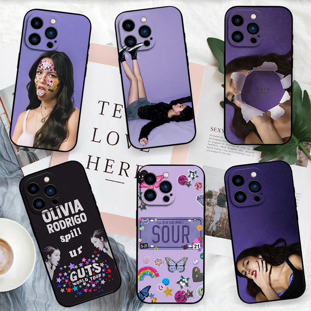 Мягкий черный чехол для iPhone 11 12 13 14 15 16 Pro Max Plus O-Оливия R-Родриго