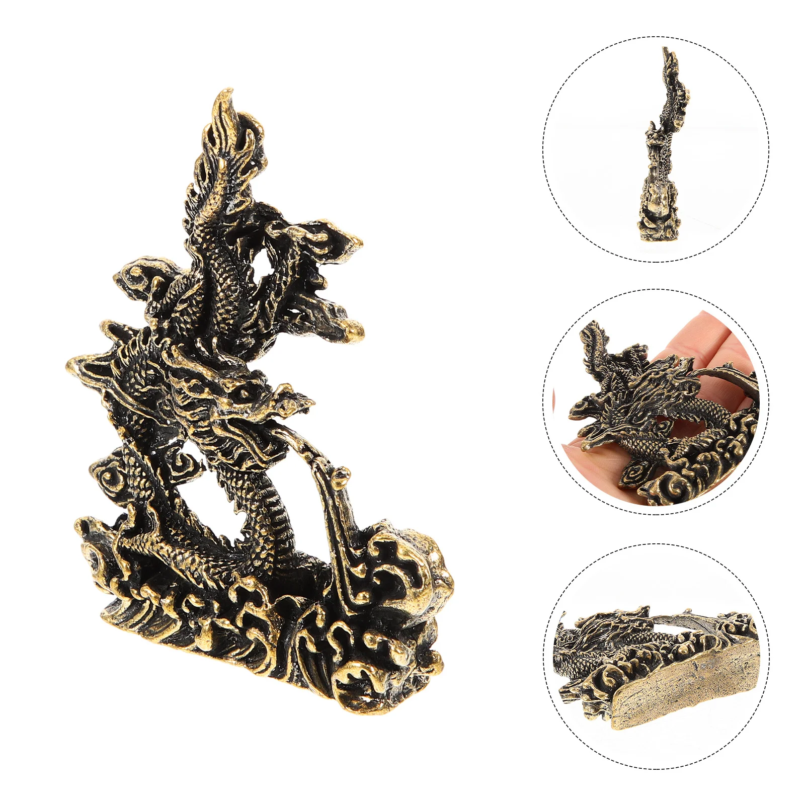 

Decor Dragon Ornament Figurine Vintage Pure Brass Metal Decoration Copper Small