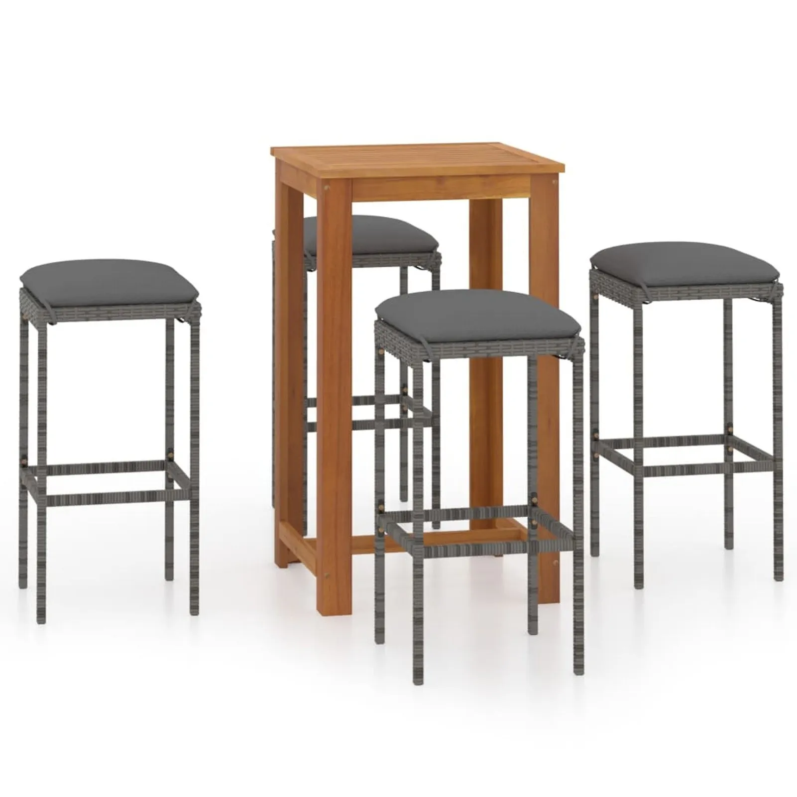 

5 Piece Garden Bar Set with Cushions Gray