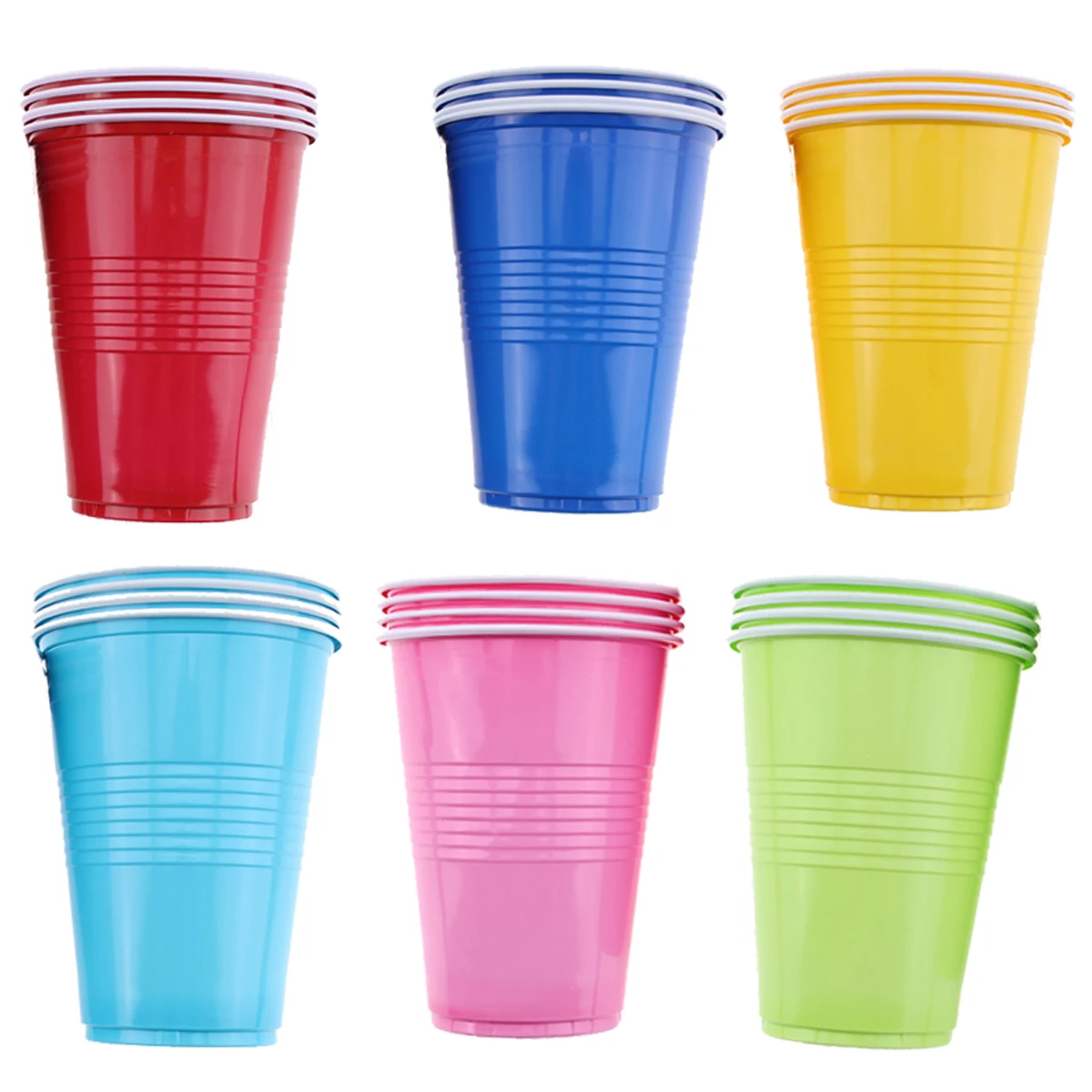 Disposable Cup Pink Green Blue Red Color High Quality Plastic Cup Wed  Banquet Birthday Party Event Tableware Supplies Decor