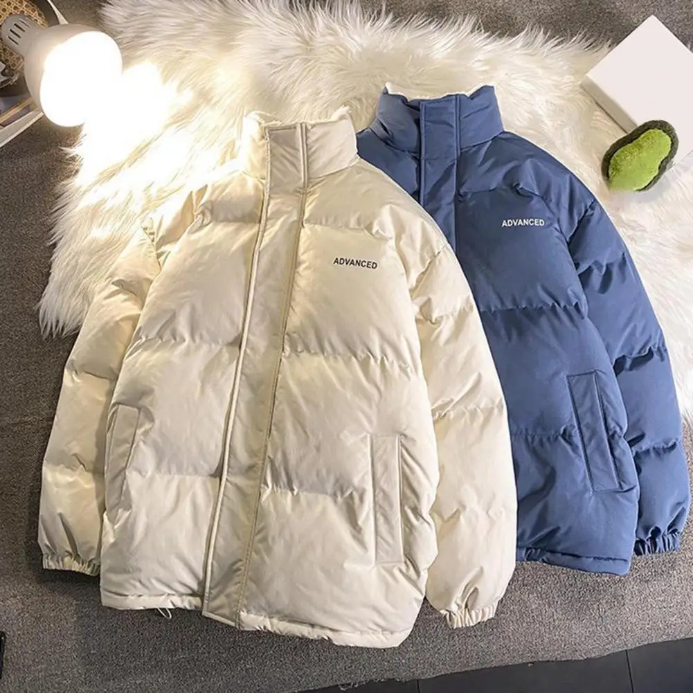 Men Thicken Parka Stand Collar Cotton Padded Jackets Letter Fashion Male Thicken Winter Coats 2022 New