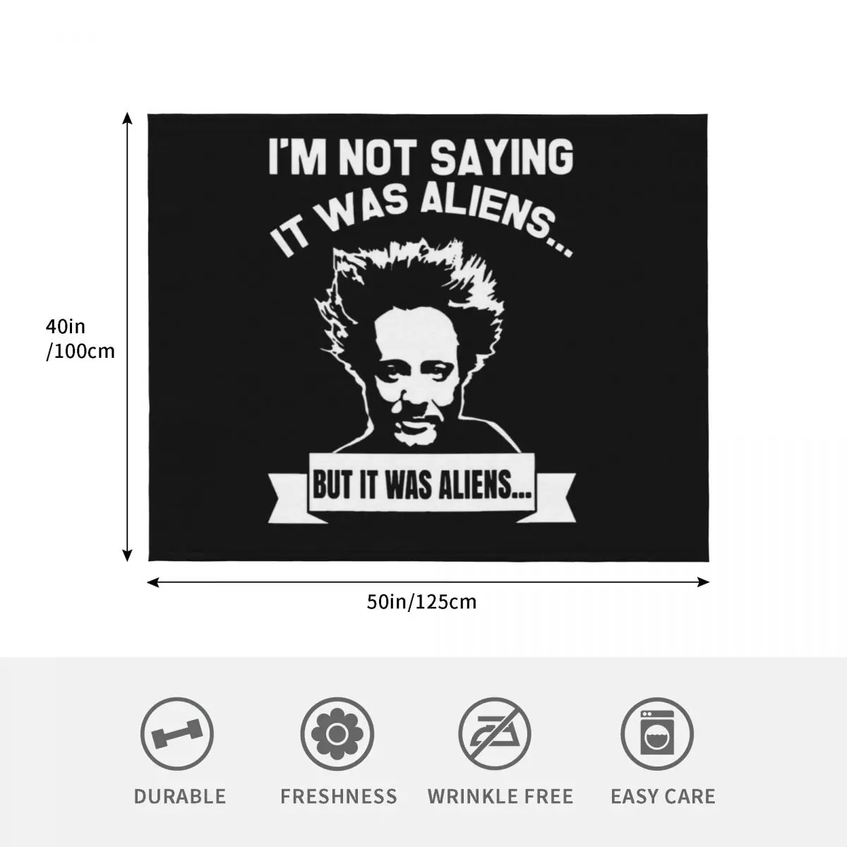 Фото Плед с принтом It-was-Aliens-Giorgio-A-Tsoukalos-T-Shirt-Black, устойчивый к выцветанию, прочный плед №4