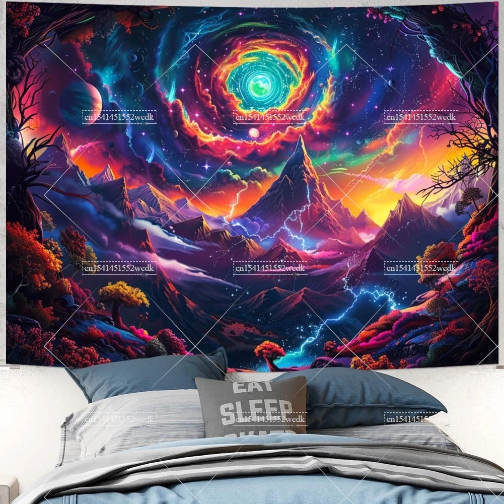 Гобелен Blacklight с изображением Галактики Космический гобелен реактивный от УФ