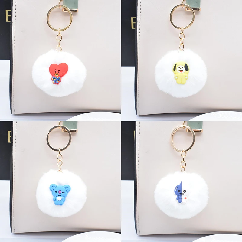 

Trendy Pom Pom Ball Keychain Creative Furry Cartoon Bag Charm Hanging Ornament for Handbag Car Keyrings Accessories Jewelry Gift