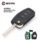 KEYYOU ASK 433 МГц 4D634D60 чип дистанционный ключ для Ford Focus 3 Mondeo C Max S Max Galaxy Fiesta HU101  FO21 чехол с 3 кнопками