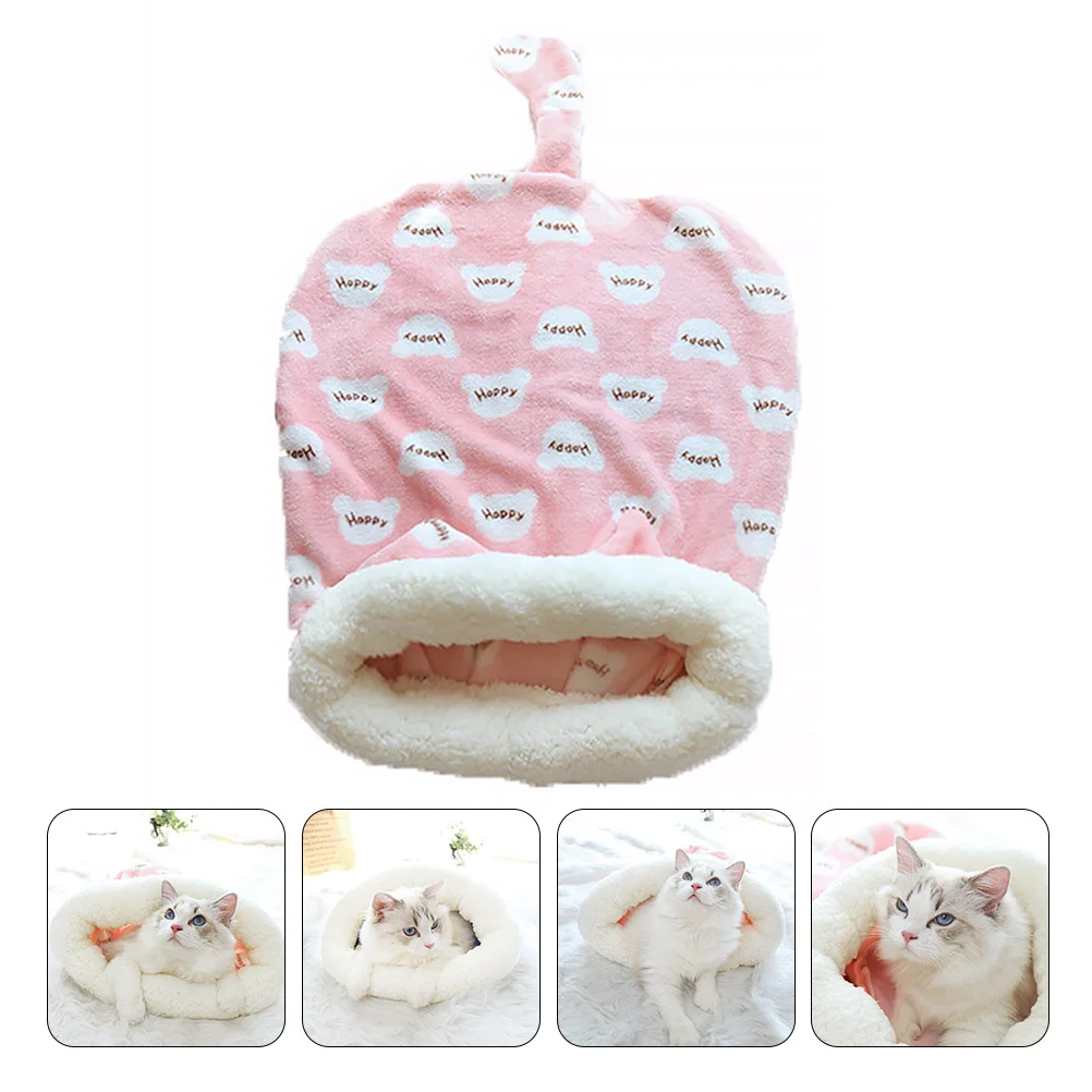 

Cat Sleeping Bag Plushy Pets Winter Cat Bed Keep Warm Pet Sleeping Blanket Flannel Cat Pouch Bed Pet Lounge Accessory