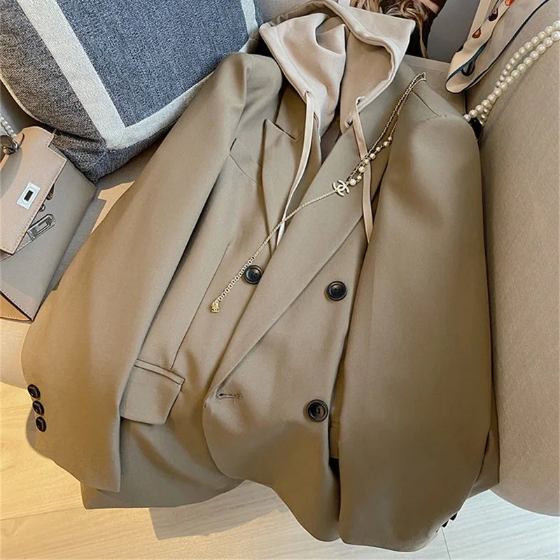 Модный повседневный женский костюм с капюшоном весна-осень 2024 новый тренчкот для