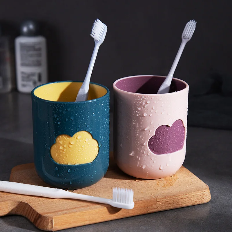 

Color Clash Cloud Pattern Toothbrush Cup Multi-color Creative Cute Couple Mouthwash Cup Plastic Bathroom Supplies Accessories