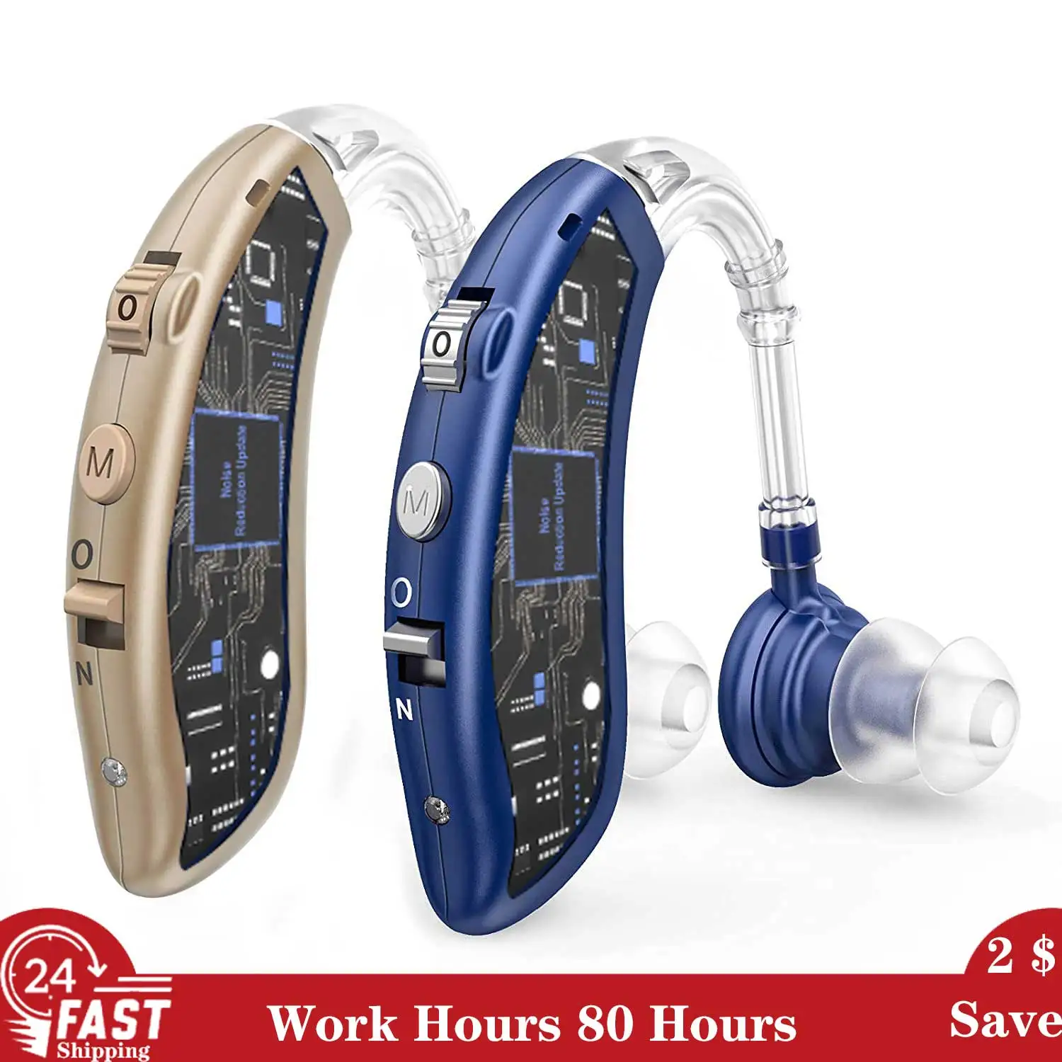 Bluetooth Hearing Aid Wireless Charge Hearing Aids Audifonos Sound Amplifier Noise Cancelling Volume Control Adjustable Tone