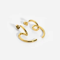 2022 new special design metal wire stud earring heart gold color wave post earring 316l stainless steel jewelry for girls women
