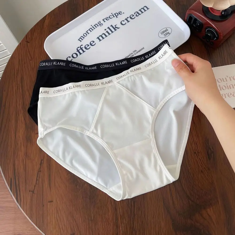 

Letter Ice Silk Panties Panties Ultra Thin Soft Middle Waist Briefs Underwear Japanese Style Seamless Lingerie Daily