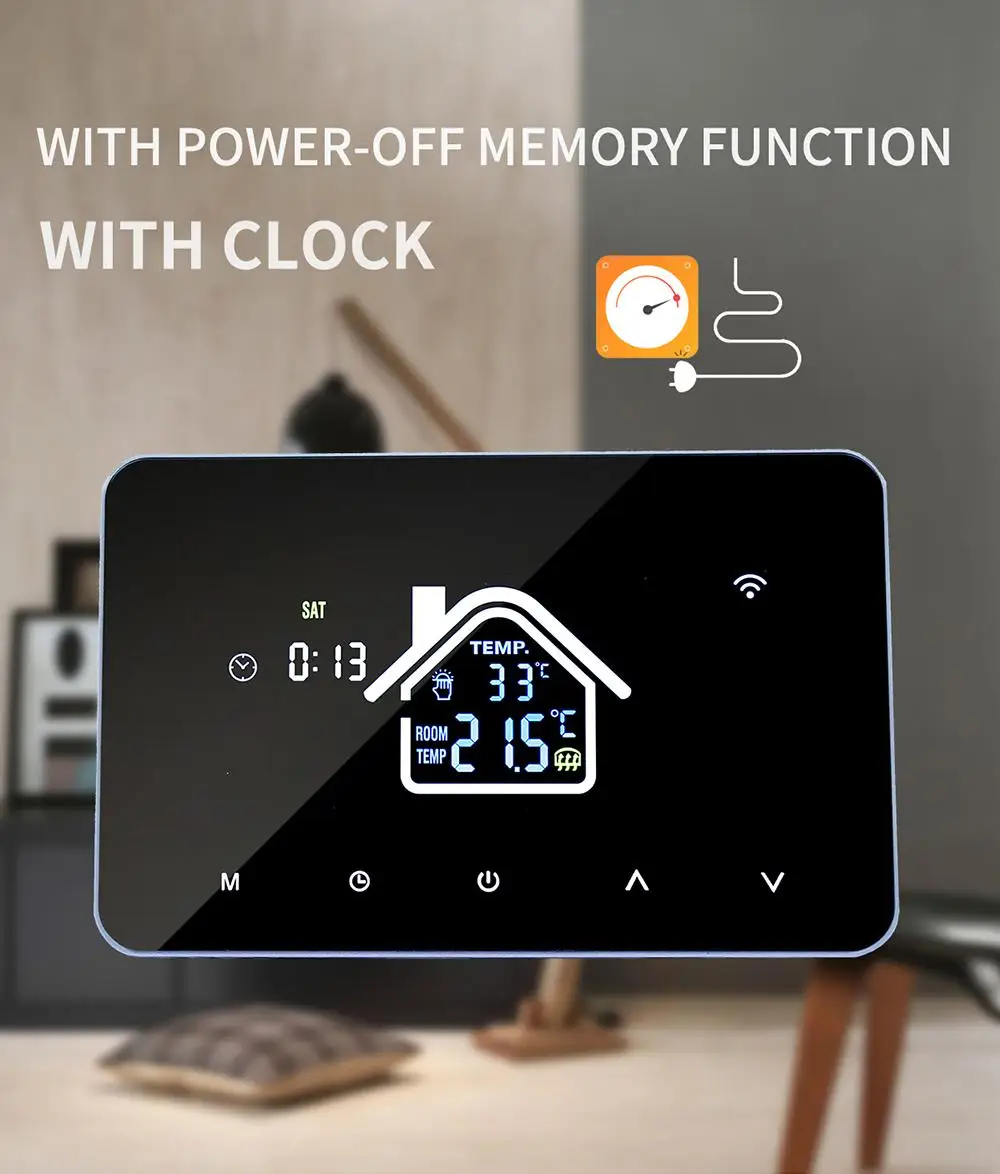 

CoRui Tuya Electric Floor Heating Water/Gas Boiler Temperature Remote Controller WiFi Smart Thermostat, For Google Home, Alexa