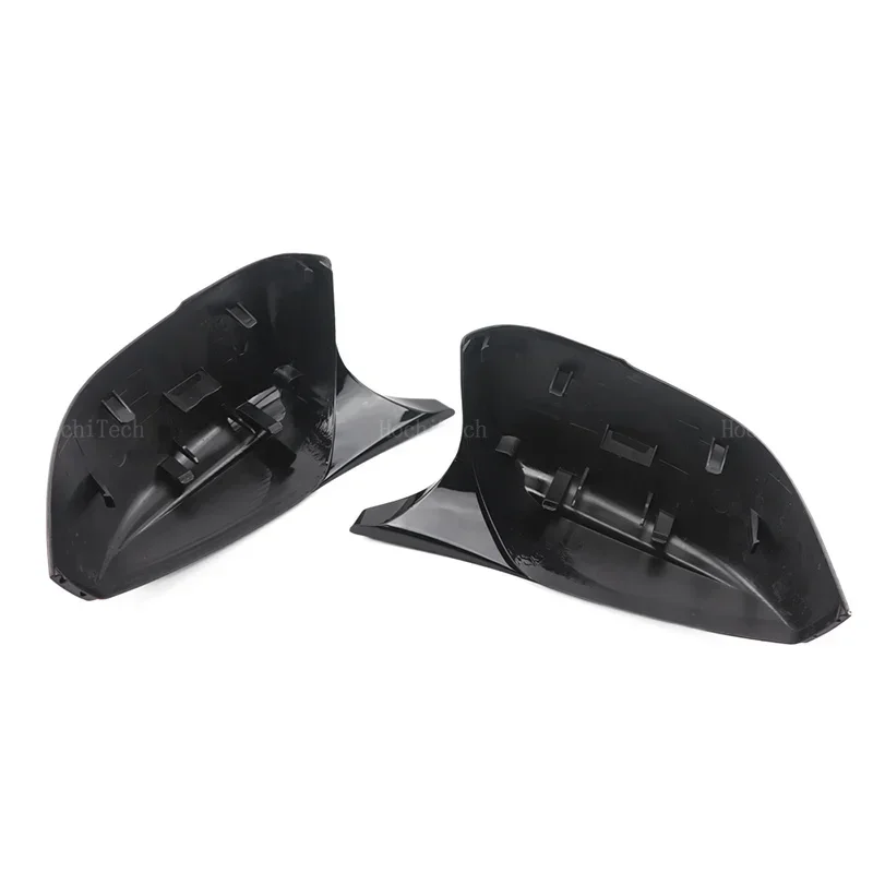 1 пара глянцевых черных зеркал заднего вида в стиле углеродного волокна крышка