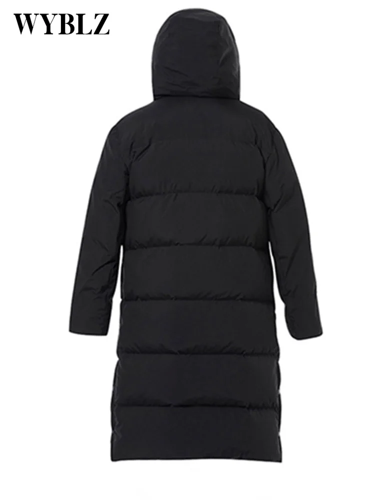 WYBLZ White Duck Down Jacket Women Parka Thicken Warm Hooded Jackets and Coats Fashion Winter Jacket Couple Loose Coat Outwear