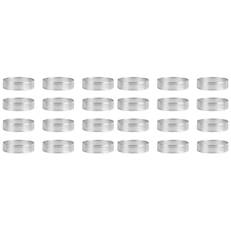 

24 упаковка, нержавеющая сталь кольца для торта, ПЕРФОРИРОВАННОЕ кольцо для Мусса для торта, круглая форма для торта, инструменты для выпечки...