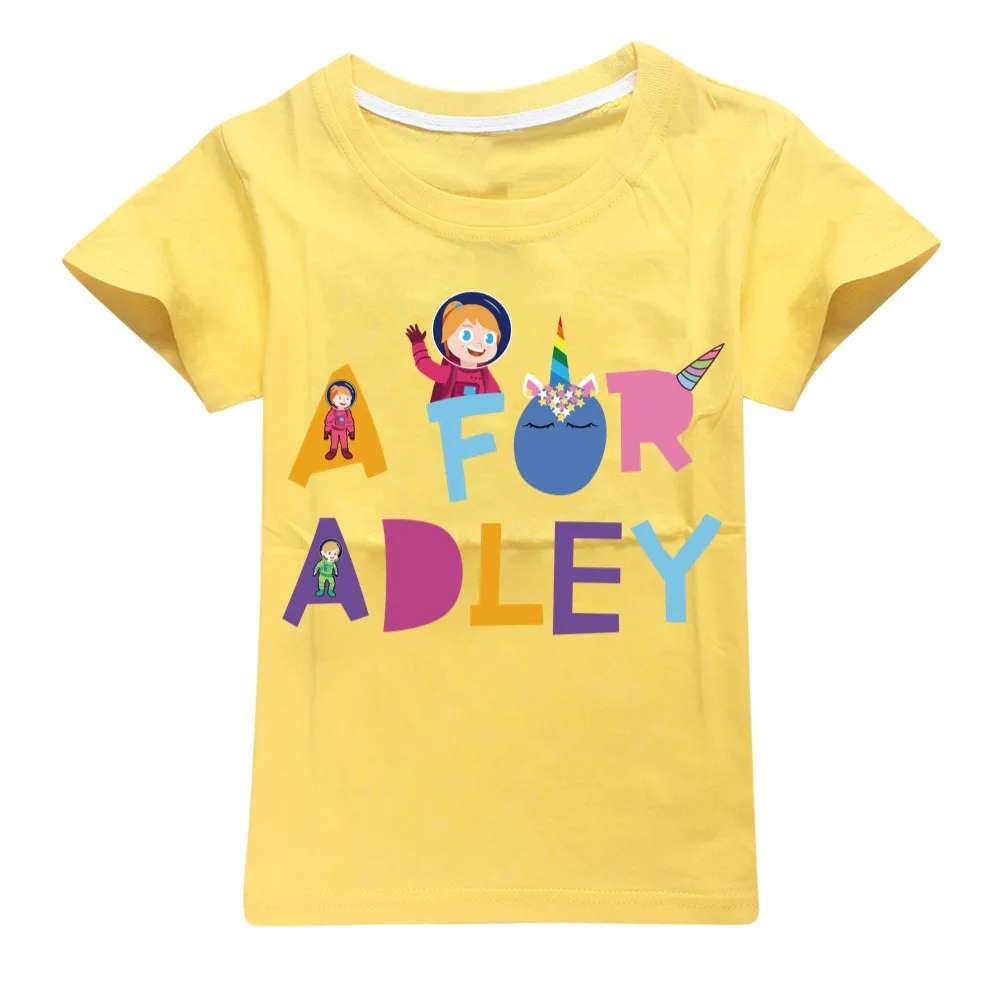A for Adley Summer Kids Short Sleeve T-shirt Children's Clothing Boys Girls Top Clothes Printed Cartoon Casual Cotton Tees