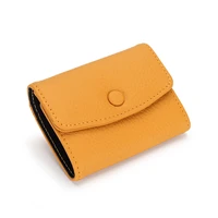 simple practical card bag real top layer cowhide leather small palm cash holder lady fashion cute flap style purse