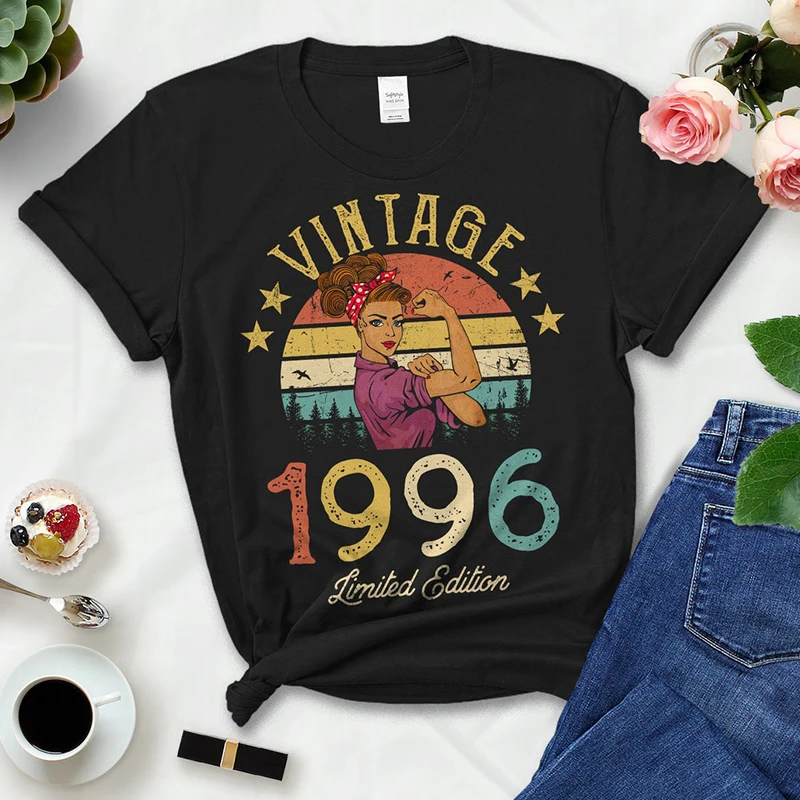 

Vintage Retro 1996 Summer Fashion Outfits Women T Shirts 27th 27 Years Old Birthday Party Ladies Clothes Tshirt Causal Clothes