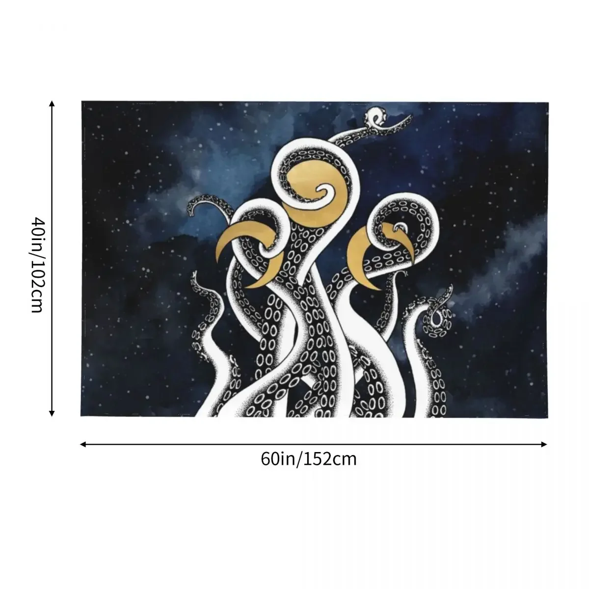 Эзотерическая иллюстрация киберпанка кракен с щупальцами и фазами луны гобелен