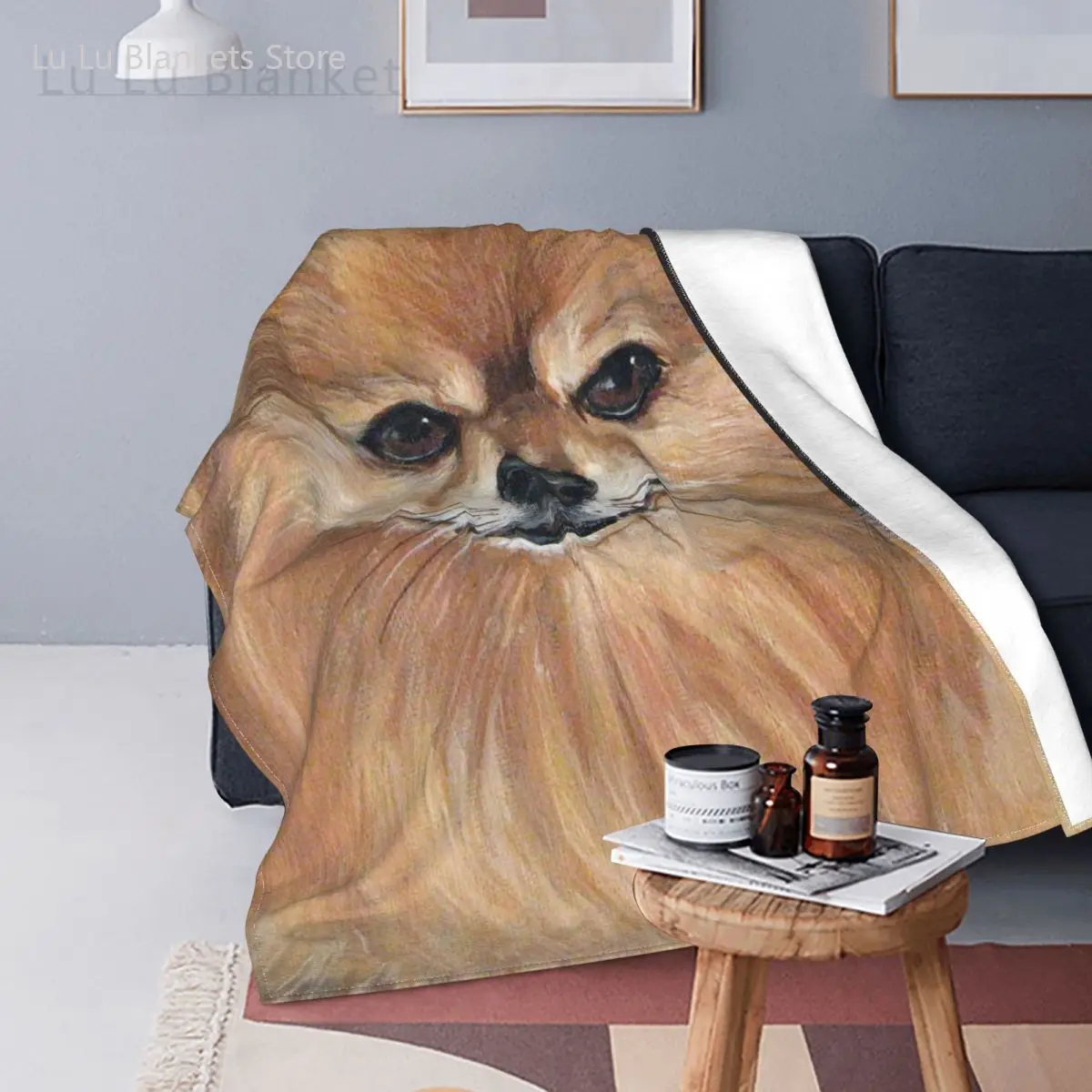 

Pomeranian Art Dog Blankets Velvet Print Cute Animal Breathable Ultra-Soft Throw Blankets for Home Couch Plush Thin Quilt