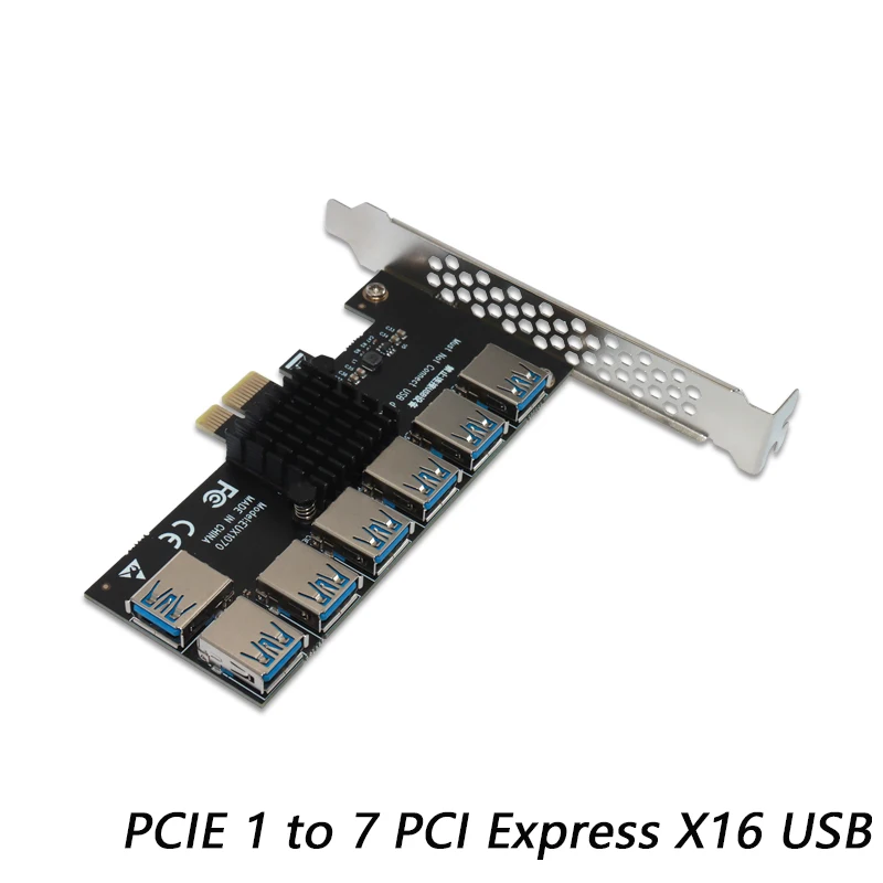

Gold PCIE Riser Card 1 to 7 PCIE Adapter 1 to 4 USB 3.0 Pci Express Multiplier Hub PCIE 1X Adapter for BTC Mining Expansion Card