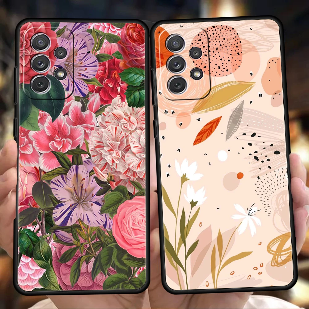 

Floral Flower Phone Case Cover For Samsung A32 A52 A52S A72 A51 A71 A21S A31 A41 5G Silicone Shockproof Luxury Shell Fundas Bag