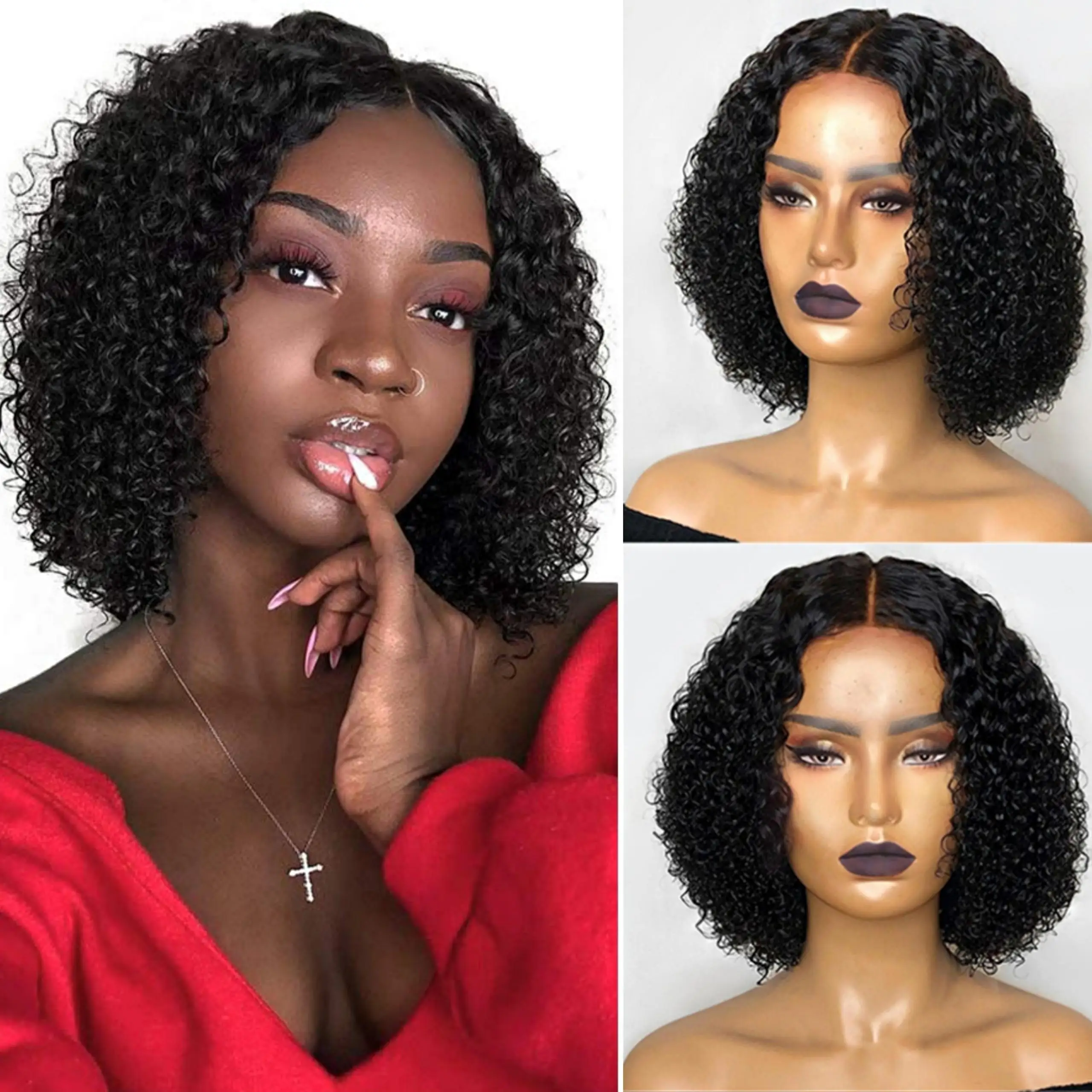 Scheherezade Bob Wig Lace Front Human Hair Wigs Deep Wave Frontal wig For Women Curly Human Hair Wig Cheaper Natural Wig