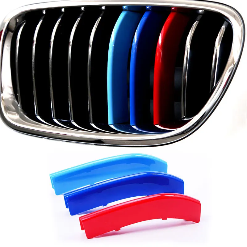 Автомобильная передняя решетка радиатора триколор полосы для BMW 2 3 5 7 серия X1 X5 X3 X7