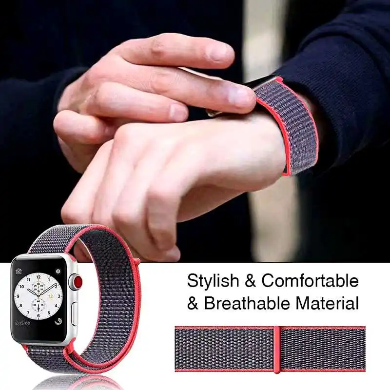 Ремешок YouYaeMi нейлоновый для Apple iWath Watch Series 7 41 мм iWatch 45 6 40 44 SE 5 ремешок наручных