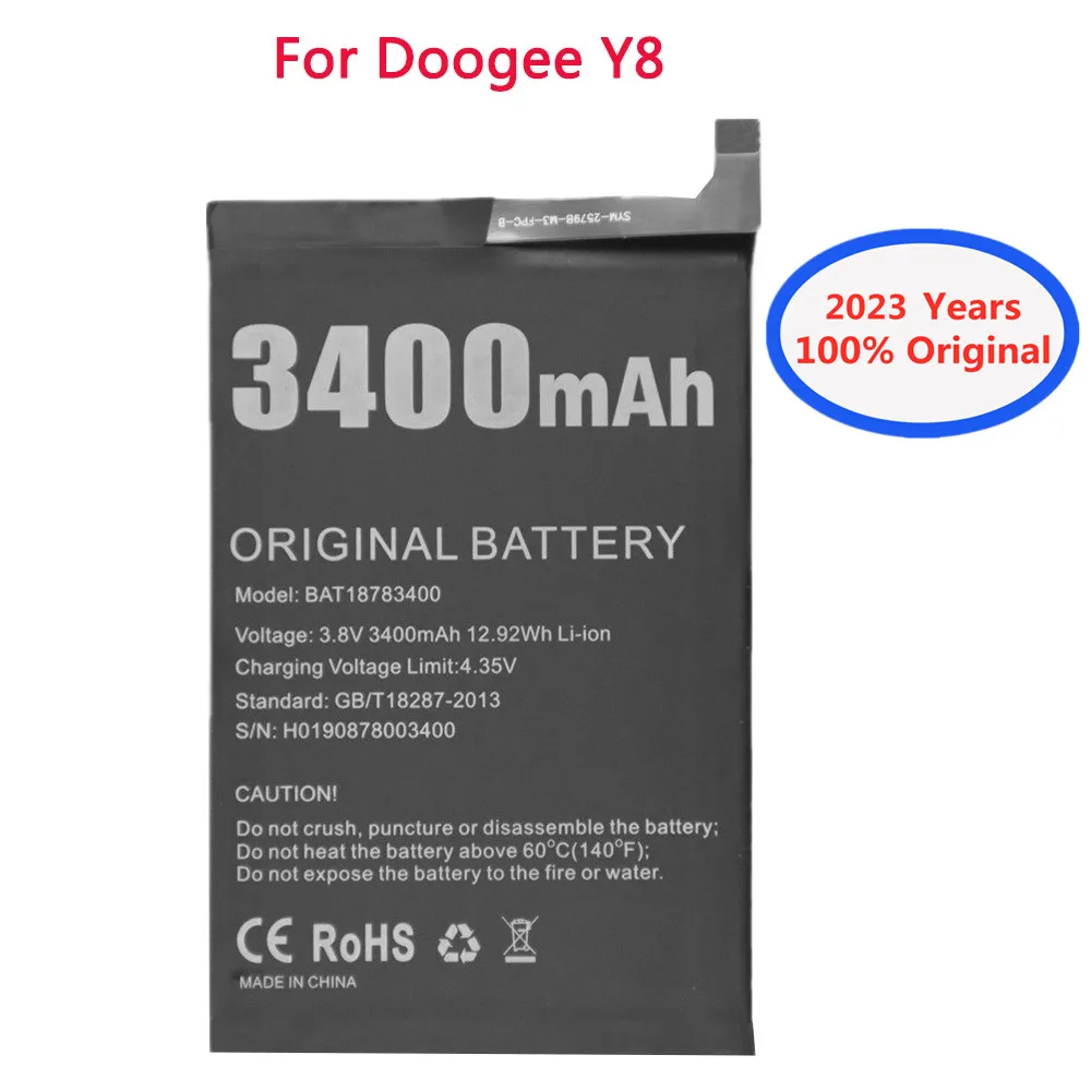 

2023 Years New Original Battery For Doogee Y8 BAT18783400 3400mAh Phone Replacement Batteries High Quality Smartphone Bateria